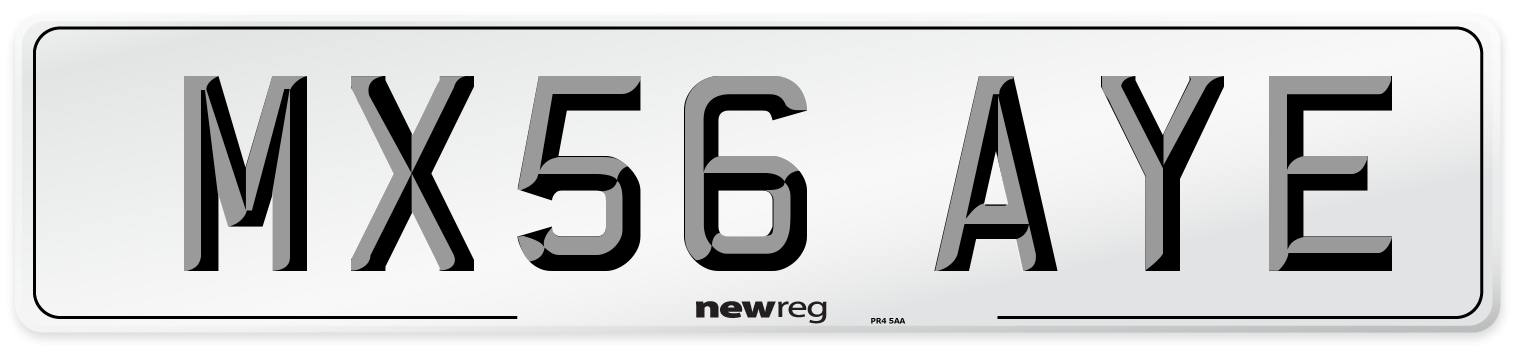 MX56 AYE Number Plate from New Reg